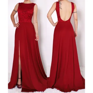 Fenda Vestido Festa Longo Renda Busto com 247 - Verde Tiffany