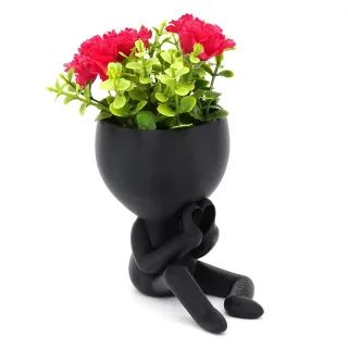 Kit Decore Design - Vaso Suculenta Robert Plant Bob - Kit Com 5 Vasos Suculentas - Preto