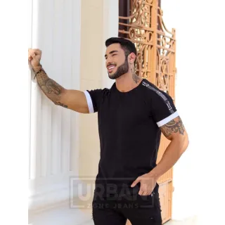 Fit Raglan Camisa Masculina Branca com Manga em Contraste - 1 - Branca Barcelona