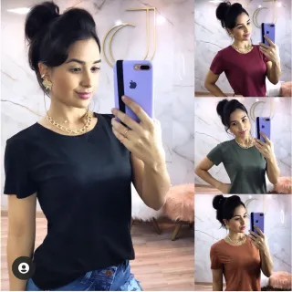 Moda Primavera Verão: Blusa Suede Feminina Manga Curta - FAFA MODA - Aleatória