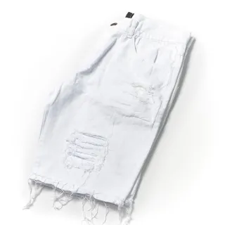 Promoção Bermuda Jeans Masculina Claro Rasgado Desfiado Branca - 40