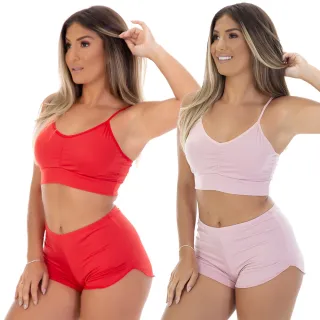 Moda Feminina Pijama Kit 2 Top Doll Microfibra sem Bojo - Promoção - Branco / Rosê