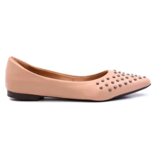 Confortável sapatilha nude com detalhe em hotfix - ROSA CHICLETE HOTFIX