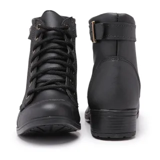Coturno Confortável Feminino - Bota Militar Estilo Médio Cano - jeans