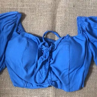 Tamanho Único Cropped Ciganinha em Viscose com Bojo - Laranja