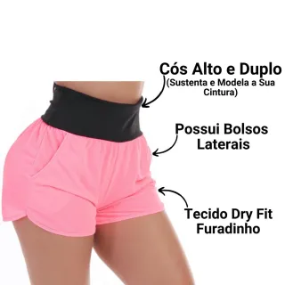 Short Dry Fit Feminino com Bolsos para Caminhada, Academia e Fitness - Roxo