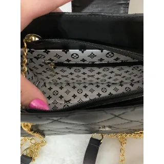 Estampados L.V Bolsa Feminina Transversal - Raryel - PRETA ESTAMPA DOURADA