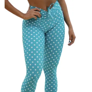 Moda Feminina: Leg Estampado de Corda Poá para Academia - Azul