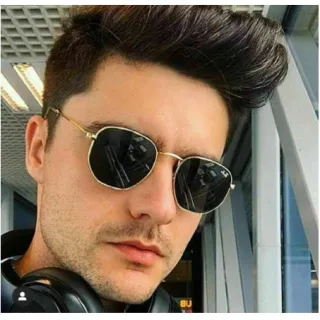 Lançamento Óculos de Sol Fashion Unissex Hexagonal Feminino e Masculino - Dourado de verde