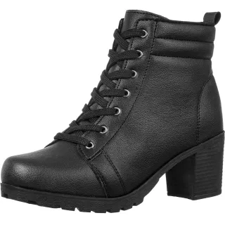 GiGiL Coturno Tratorado Feminino - Bota Baixo Salto - Preto