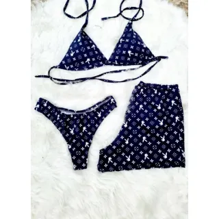 Biquíni Trio Asa Delta com Bojo - Conjunto Borboleta e Playboy - Militar