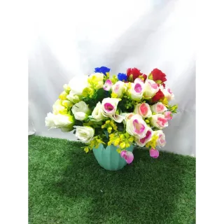 Buquê de Flores Artificiais para Decoração de Casamento, Arranjos e Festas - 10 Flores - lilas com branco