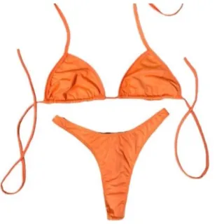 Biquíni Feminino Duas Peças - Sutiã Cortininha sem bojo + Calcinha semi fio - Biquíni Preto