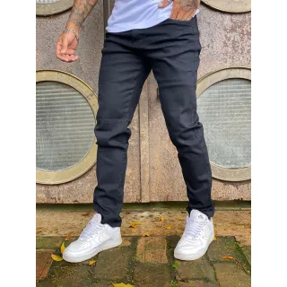 Calça Masculina Preta Skinny Tradicional Slim com Lycra Elastano - Calça Masculina Preta