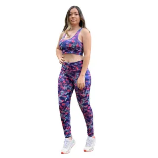 Moda Verão - Conjunto Esportivo Feminino Estampado: Top Fitness e Calça Legging Suplex - Estampas Sortidas