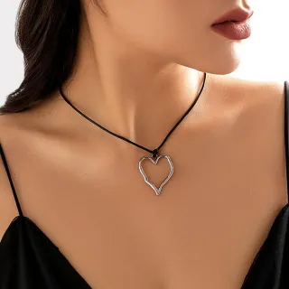 Grande Colar Pendnat Heart/Geometry: Corrente de Corda Simples para Acessórios de Verão - Forma 3