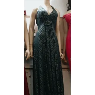 Vestido de festa longo com brilho discreto - Convidadas formaturas barato - Verde escuro LISO