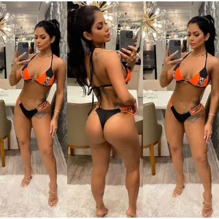 Lançamento 2023 - Biquini Calcinha Fio Duplo com Bojo Neon Oncinha - Neon /Oncinha - AMARELO