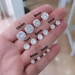 Prata Legítima Brinco Ponto de Luz Feminino e Masculino - 2,3,4,5,6,7,8,9,10 e 12Mm - 12mm