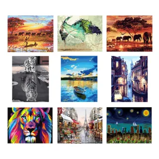 Quadro Tela Diy Kit Pintura Em Números Terapêutica - Tinta Acrílica, Pincel - 19 - Quatro estações