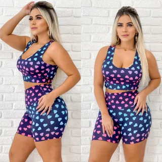Atacado de Conjuntos de Roupas de Academia: 3 Tops e 3 Shorts - G