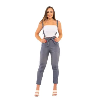 Macacão Feminino Jardineira Salopete Suspensório Bengaline - Vermelho