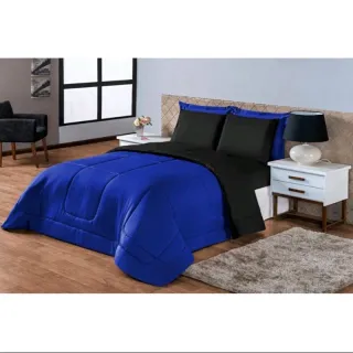 Edredom Queen Dupla Face Kit Vitória - 06 peças - Vinho/cinza