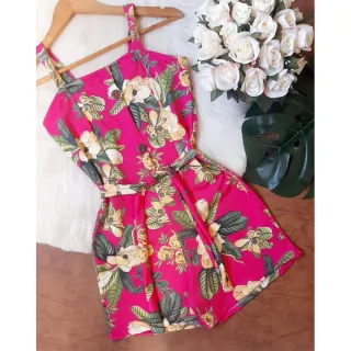 Conjunto feminino Deluxe: macaquinho 34 ao 50, conforto e elegância - Azul-piscina Botão de coco