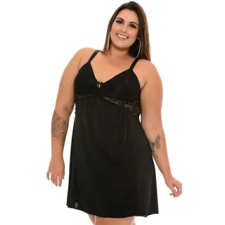 Pijama Feminino Camisola Plus Size Renda Noite Linha - 52