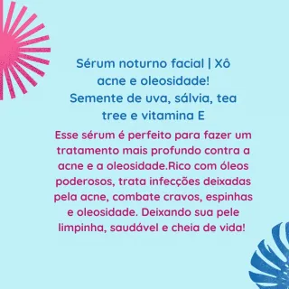 Sérum facial noturno | Controle a acne e oleosidade | Vitamina E, sálvia, tea tree e semente de uva - Único