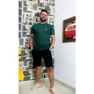 Camiseta Longline Masculina Lisa de Gola Redonda - Azul ramo kc