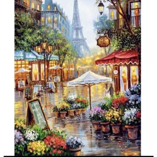 Kit completo de pintura numerada - Tela 40x50 para decorar sua casa com quadros pintados - Paris