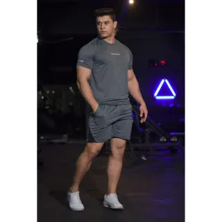 Conjunto Esportivo Masculino Dry Fit - Camiseta e Bermuda Refletiva - Azul Marinho