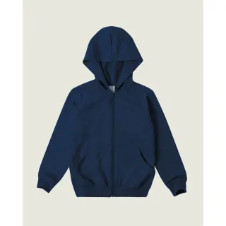 Blusa Flanelada de Frio Unissex com Capuz e Zíper, Moleton Quentinho! - Azul Marinho