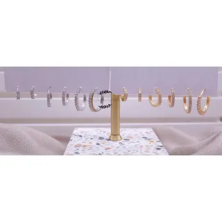 Promoção Kit Brinco Trio 3 Pares - Zircônia Cravejada Feminino - prateado