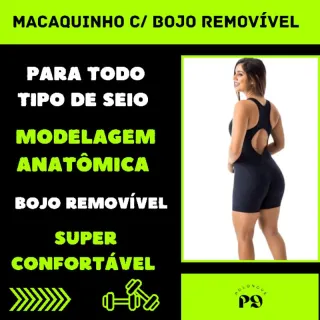 Bojo Removível Feminino Fitness Macaquinho Para Natação e Academia - Pink