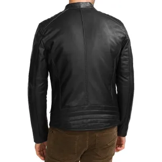 Jaqueta Slim Diagonal em Couro Legítimo Masculina - Marrom Café - P