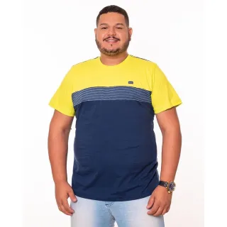 Camiseta Luxo Colorida Masculina Fio 30.1 Elastano - Azul Marinho e Vermelho