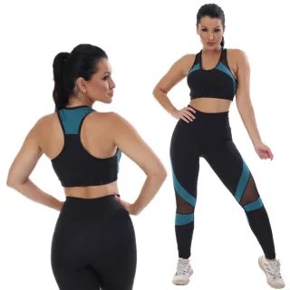 Top sem bojo e legging para academia - Conjunto c95 - Azul