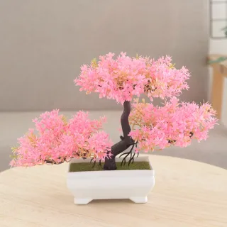 Plantas Plásticas Bonsai Verdes para Decoração de Casamento - Flores Artificiais - Vermelho roxo