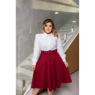 Cinto incluso: Saia Midi Godê 360 Graus - Grafite