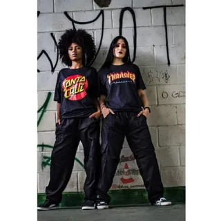 Streetwear Urban Calça Cargo Bege, Preta, Creme - Creme