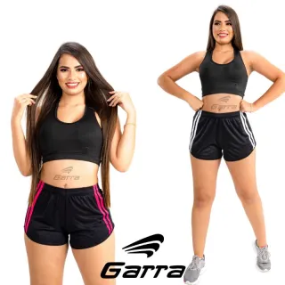 Dri-fit Fitness Preto Shortinho Feminino para academia - CINZA COM LISTRAS PRETAS