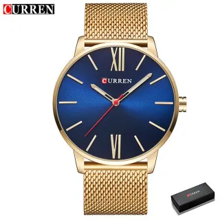 Relógio de Moda Curren Ouro Quartzo Masculino - black grey