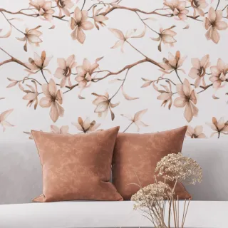 Rolo Papel Parede Floral Branco Amendoeira Quarto Sala 50cm x 50cm - Único