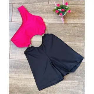 Macaquinho fitness academia curto com bojo alça única argola - Estampa 05