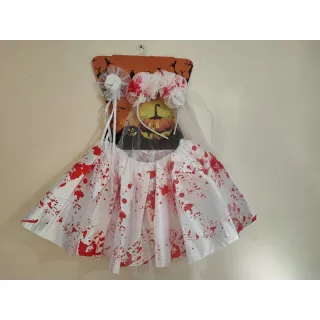 Saia feminina de noiva infantil com tiara e véu para o Halloween - Único