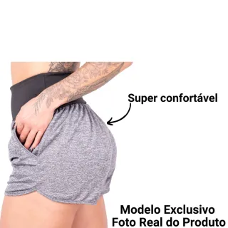 Short Dry Fit Feminino com Bolsos para Caminhada, Academia e Fitness - Roxo