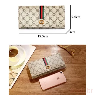 Bolsa Feminina em Couro PU com Zíper - Carteira Comprida - Brown Flower