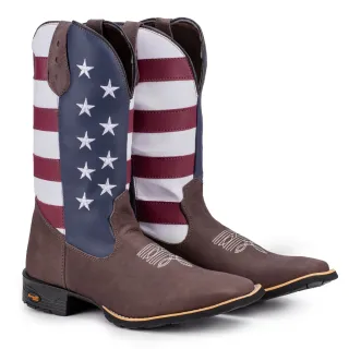 Bota Country Masculina Texana Couro Solado Borracha EUA - 39